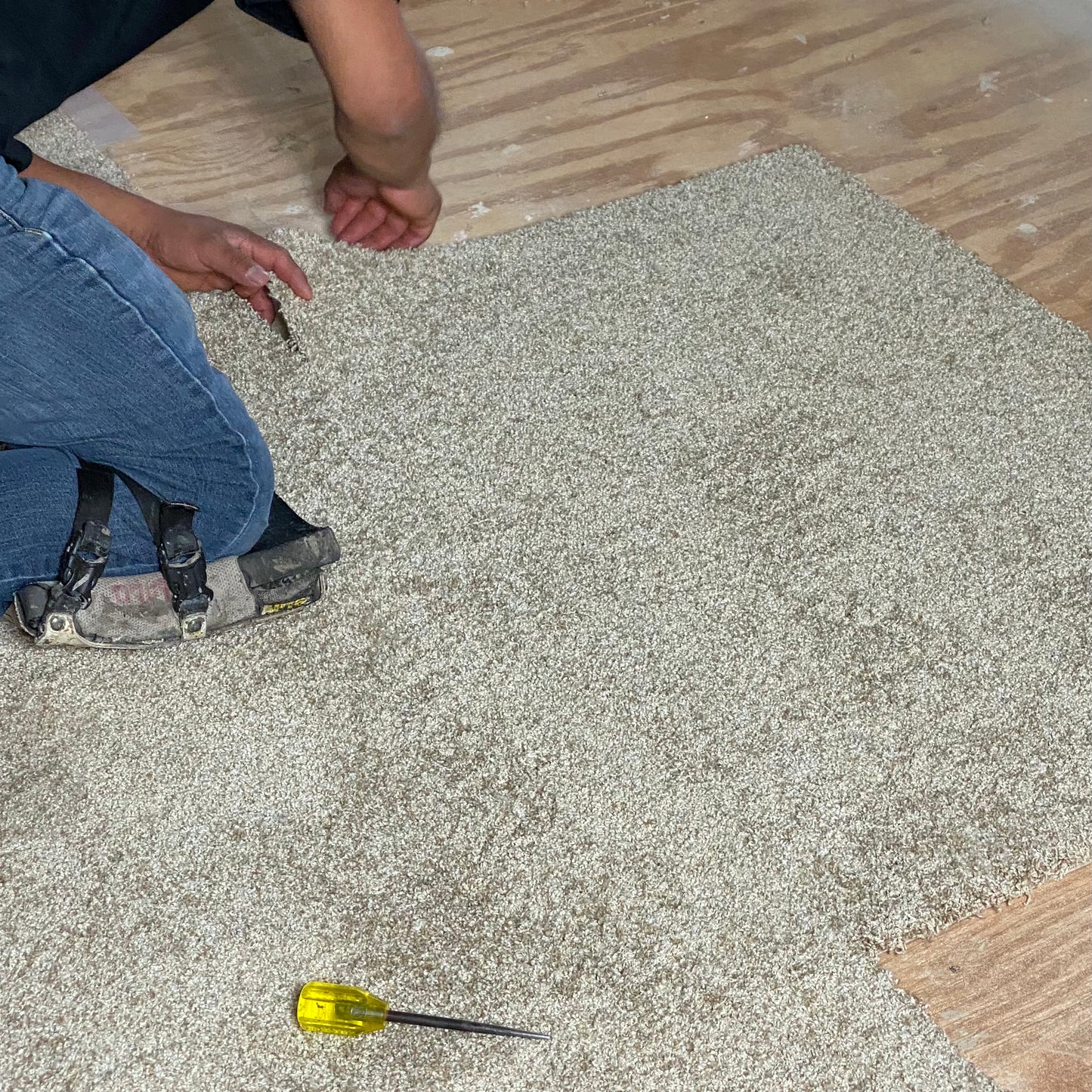 LIGHT BEIGE CARPET TILE PLUSH (6 TILES / 40 SQ FT)